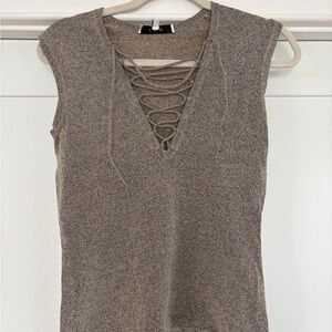IRO Taupe Lace-Up Tank Top